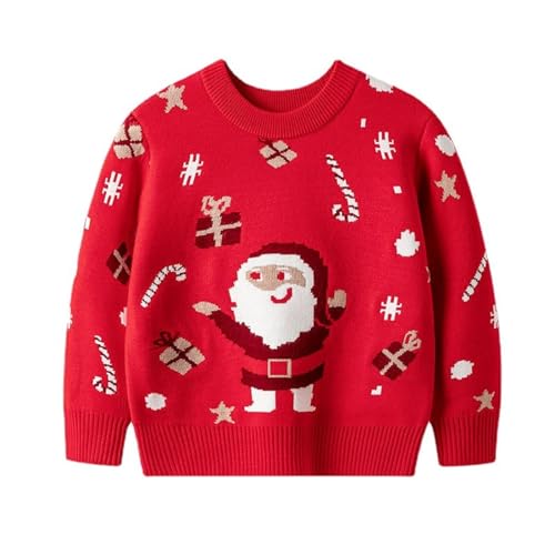 Toddler Boys Girls Christmas Sweater Chunky Knit Santa Winter Crewneck Pullover Top Fall Winter Warm Knitwear