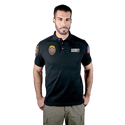 First Class Polyester Tactical Security Polo Shirts with Embroidered Patches and Printed ID for Security Guard
