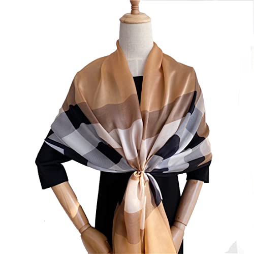 Titaking Womens 100% Mulberry Silk Scarf Lightweight Fashion Outdoor Shawl Wraps 71"X35" (Khaki) #TOP7