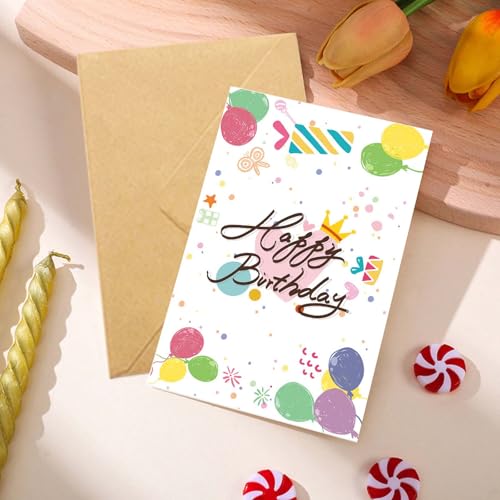 DecorDwell 24 Karten Geburtstagskarten Set mit Umschlag, Bunte Geburtstags Grusskarten, Karten Geburtstags Blanko, Postkarten Glückwunsch Geburtstag, für Partyeinladungen (Schwarz und Weiß)