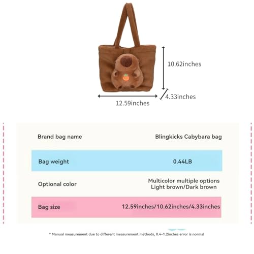 Cute Orange Capybara Kawaii Plush Tote & Shoulder Bag for Adults Ita Bag2