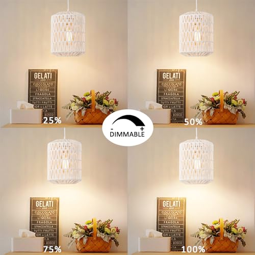 Plug in Pendant Light, Rattan Hanging Lights with Plug in Cord 15ft Dimmable Cord, Hand Woven Wicker Lampshade Hanging Lamp, Boho Plug in Hanging Ceiling Light Fixture for Farmhouse Bedroom White by YXTH - Image 3