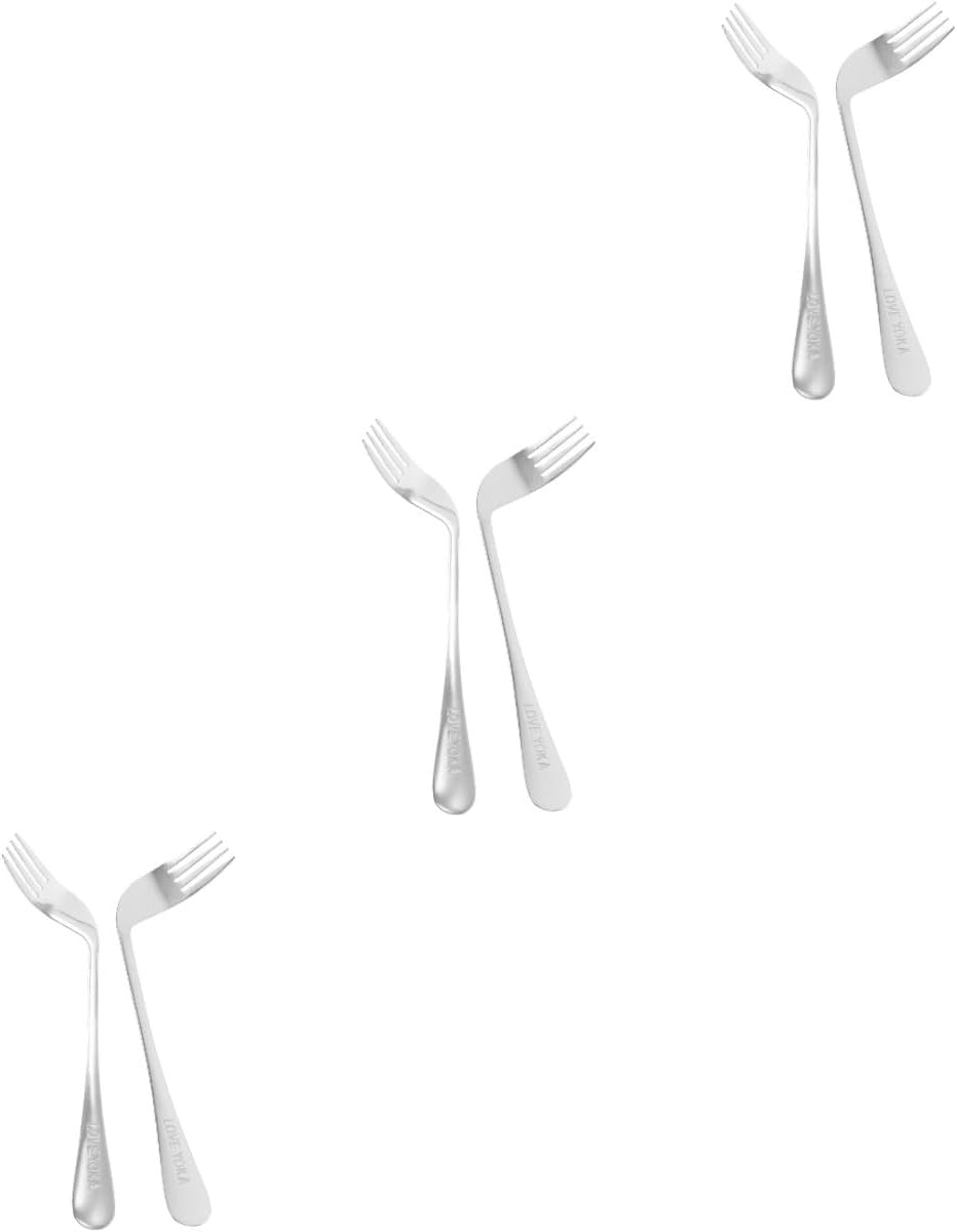 GLEAVI 6pcs Forks for Elderly Angled Forks Patient-Feeding Utensils Comfortable Handle Dinnerware for Seniors