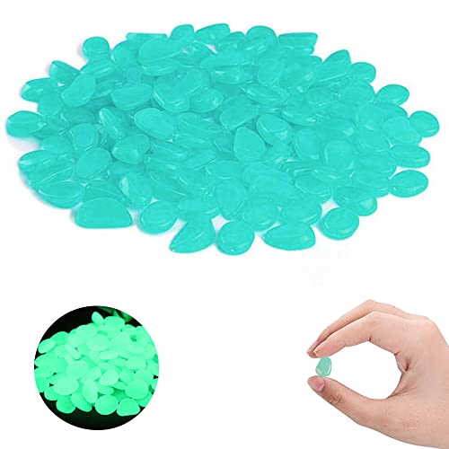 MOAMUN Ciottoli fosforescenti in Resina Giardino Pietre Luminosi 1000 Pcs Riutilizzabile Ciottoli incandescenza per Giardino Percorso Cortile Acquario Serbatoio di Pesce (Blu)