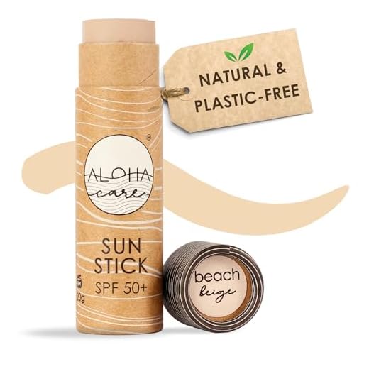 Aloha Sun Stick SPF 50+ | Face Mineral Sunscreen for Surfing | Eco-friendly Paper Tube 20g (beige)