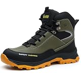JSTDOIT Work Boots for Men Non Slip Steel Toe Shoes for Men Industry Construction Work Shoes Breathable High Top Steel Toe Boots Comfortable Lightweight Safety Snekaers