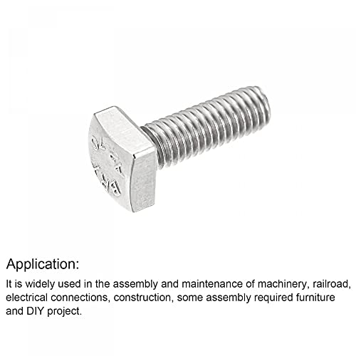 Image of uxcell Square Head Bolt, 10pcs M5x12mm Fully Thread 304 Stainless Steel Grade C Square Machine Screws