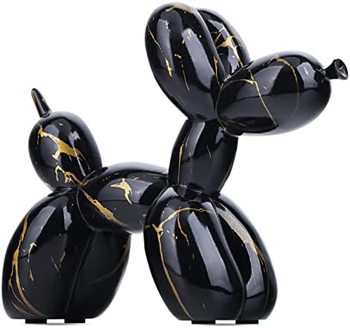 Black Balloon Dog Sculpture Modern Art Balloon Dog Statue Black Balloon Dog Figurines Animal Decor Resin Handmade Ornament Home Decor Accents Suitable for Desktop Living Room Office Study Shelf Decor
