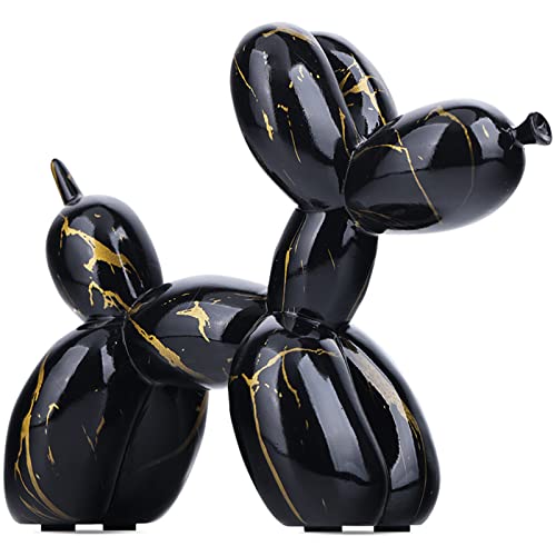 Black Balloon Dog Sculpture Modern Art Balloon Dog Statue Black Balloon Dog Figurines Animal Decor Resin Handmade Ornament Home Decor Accents Suitable For Desktop Living Room Office Study Shelf Decor #TOP2