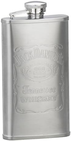 Jack Daniels Licensed Barware Label Flask, 5 oz, Silver