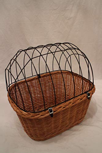 Marcus´ Weidenhandel Hundefahrradkorb für Fahradlenker aus Weide mit Metallgitter und Kissen XL oder XXL Weidenkorb Hundekorb Lenkerkorb Einkaufskorb Natur (XL ohne Kissen)