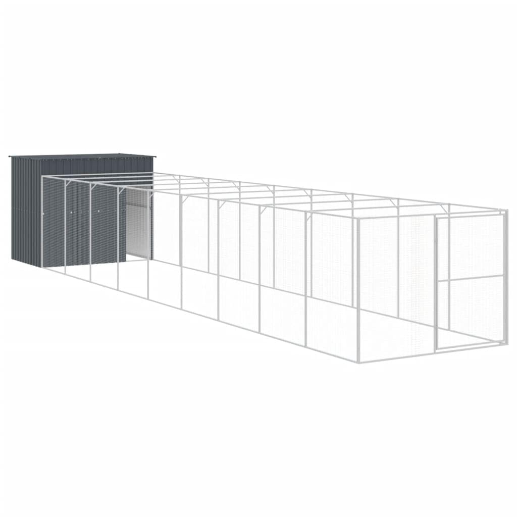 vidaXL Niche pour Chien avec Cour Anthracite 214x1069x181 cm, Cage pour Chien, abri pour Chien, Maison pour Animaux, Cages pour Chien, Cour pour Chien