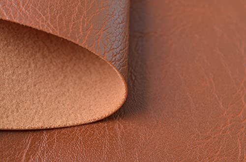 Image of Wento Thick 1 Yard Faux Leather Soft Skin Grain PU Fabric for Furniture Cover, Reupholster Sofa Chairs, Cushions, Vinyl Upholstery (1 Yard, Cinnamon Brown)