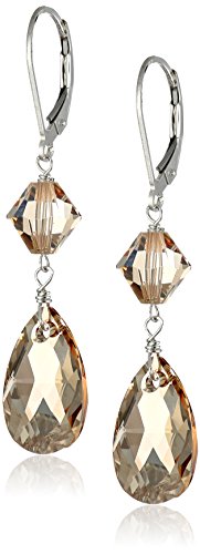 Amazon Essentials Sterling Silver and Swarovski Elements Drop Earrings, (previously Amazon Collection)