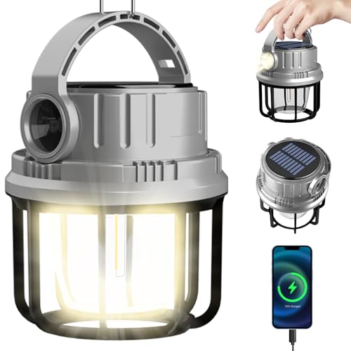 LONLEEYU 300LM LED Camping Lantern Rechargeable,2400mAh Power Bank，USB Cable，6 Light Modes Included with Two Light Source Modes, Lantern Flashlight for Hurricane, Hiking, Camping, Power Outages