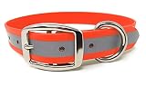 Regal Dog Products Large Orange Heavy Duty Reflective Dog Collar with Durable Metal Buckle and D Rin