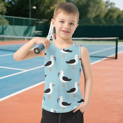 J JOYSAY Wave Fish Blue Boys Tank Top Sleeveless Muscle Shirts Quick Dry Sport Active Workout Kids T-Shirts 3-15T 6