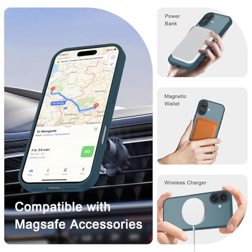 Image of YENAPOON for iPhone 16 Plus Case, Matte Magnetic Phone Cover [with 1 Screen Protector] [Support for MagSafe] [Shockproof Military Grade Protection] Translucent Frosted Back, Lavender Gray