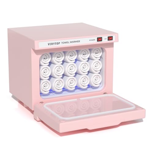 VERYTOP Hot Towel Warmer for Spa, 8L Thermostatic Towel Heater, 2-in-1 Professional Mini Towel Warmer, Beauty Salon and Spa Towel Warmers for Facial.(Pink)