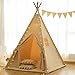 RONGFA Kids Play Tent with Mat Indoor Play Teepee for Children Boys Portable Play House (Apricot+mat)