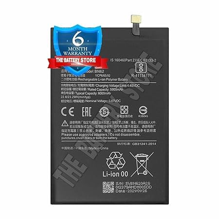 Image of Original BN62 Battery for Redmi Note 9 4G / 9T / 9 Power /Poco M3 M2010J19SC, J19S, M2010J19SG, M2010J19SI, M2010J19CG Battery with 6 Month Warranty**** (G00250)