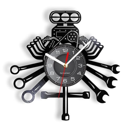 Cenroelon Personalized Car Repair Tools Wall Clock with LED Lights, Man Garage Wall Sign Decor Gift, Father's Day Husband US Plug