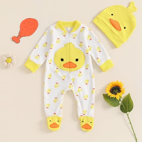 Ledy Champswiin Newborn Coming Home Outfit and Hat Baby Boy Girl Footie Romper Jumpsuit Cute Infant Clothes Set2
