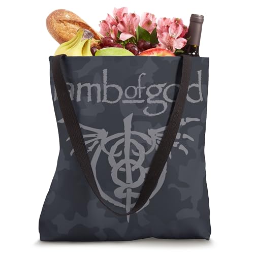 Bolso tipo tote con logo alado de Lamb of God y estampado camuflaje miniatura 4