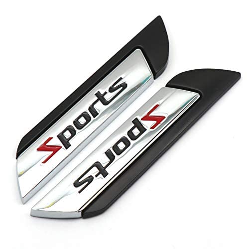 Pair Set Sport Emblem Fender 3D Metal Badge Car Body Side Sticker For Universal Cars (Black Red) #TOP4