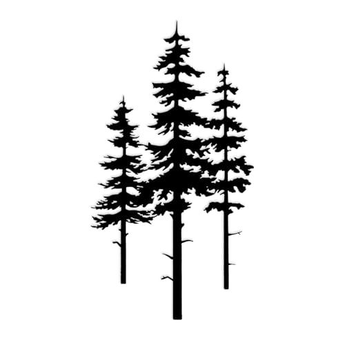 Metal Pine Tree Wall Art Decor, Nature Home Decor, Cedar Trees Metal Sign, Wall Decorations for Living Room, Forest Decor, Nature Lover Gift (Black)