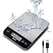 ETEKCITY Küchenwaage digital, Waage Küchenwaage 10KG mit Lebensmittelechtem Edelstahl, USB-Aufladung, wasserdichte Digitalwaage mit LED-Display, hohe Präzision auf bis zu 1g, Tara-Funktion, Silber
