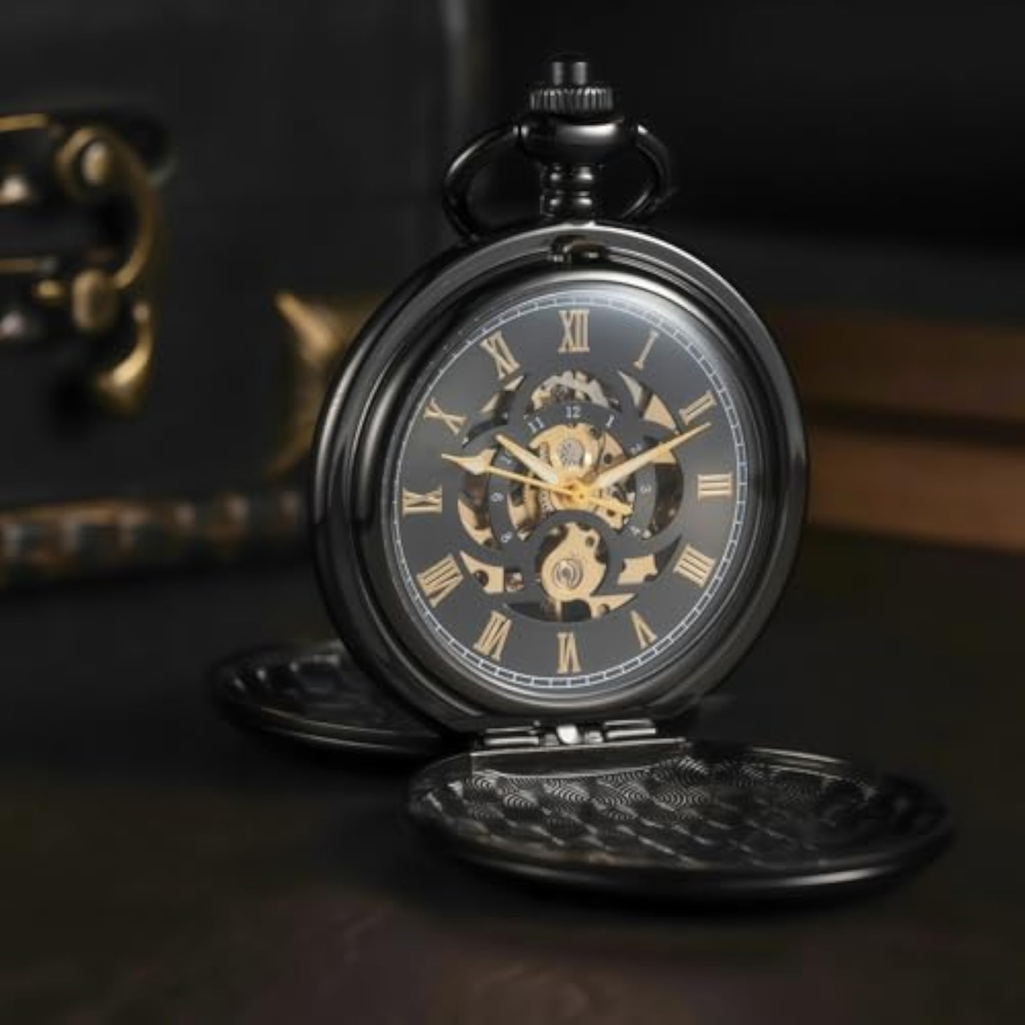 Mechanical Pocket Watch with Chain, Retro Design for Men & Women