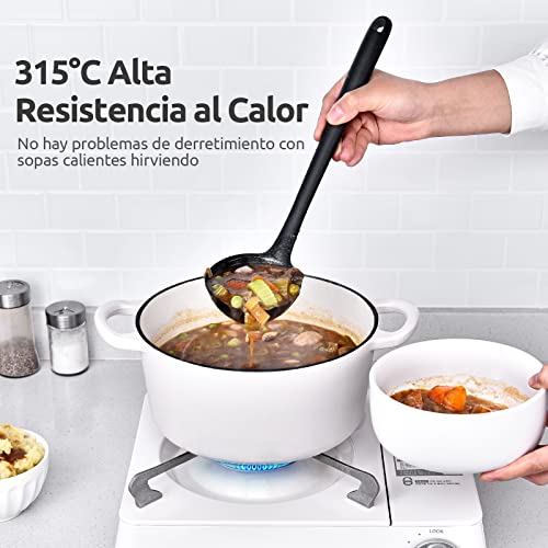 Miniatura 3 de Cucharón De Silicona Para Sopa De 34 Cm: U-Taste 315 Resistente Al Calor, Antiadherente, Sin Costuras, Grande, Para Cocina, Cuchara Profunda Para Servir Con Mango Largo Sólido Antideslizante Negro