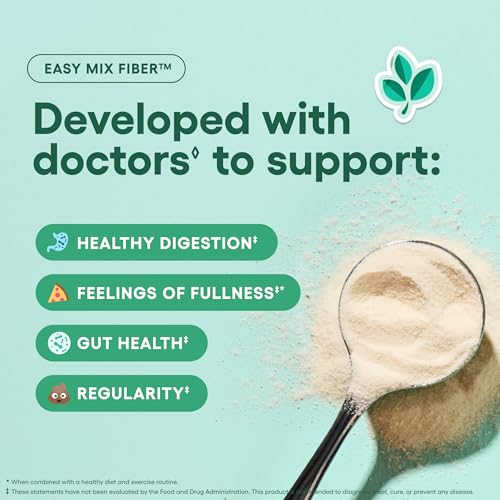 Image of Physician's CHOICE Easy Mix Fiber for GLP-1 Support - No Grit & Sugar Free - Daily Prebiotic Soluble Fiber Powder Supplement - Digestive Health & Regularity - for Women and Men - Unflavored - 7.1oz