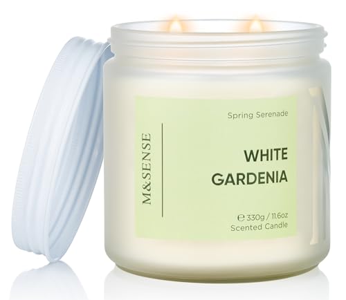 M&SENSE White Gardenia Candles Scented for Spring Holiday, 11.6oz 2 Wick Natural Soy Candle 70 Hours Burning, Relaxing Aromatherapy Candle for Home, Spring Gardenia Scented Candle Gift for Women & Men by M&SENSE - Used condition - CA$19.37