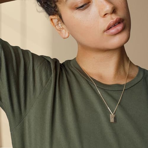 Endless Story 13+6mm Square Pendant Necklace with Tiny Initial Tags, Personalized Mother's Necklace Gift, Custom Dainty Jewelry3