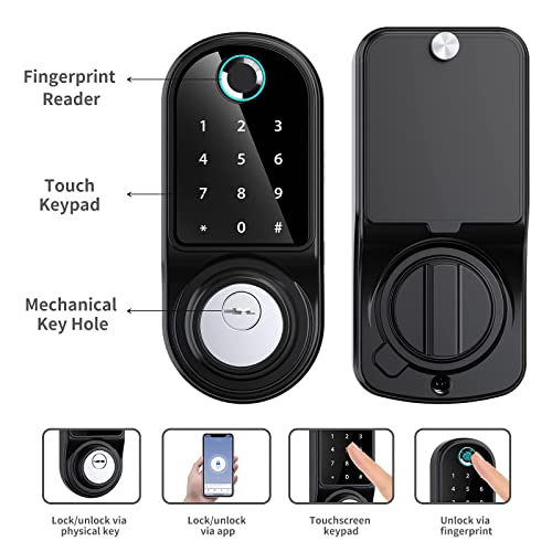 Smartcoolous New F31 2Nd Gen Smart Lock Fully Automatic Tuya Smart Lock Fingerprint Door Lock 4-In-1 Unlock Touch Screen Bluetooth App Keyless Entry Door Lock #TOP6
