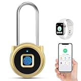 Fingerprint Padlock, Eseesmart Padlock Long Shackle, Locker Lock, Gym Lock with Fingerprint and Bluetooth Unlock, Outdoor Waterproof for Gym, Outdoor Sheds, Fence, School, Lockers