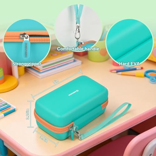 Image of ANKHOH 3D Printing Pen Case for 3Doodler Start+, 72 Pen Refills Included | Hard shell storage with grooved base, mesh pocket and hand strap for school or travel; 3D pen not included, Green