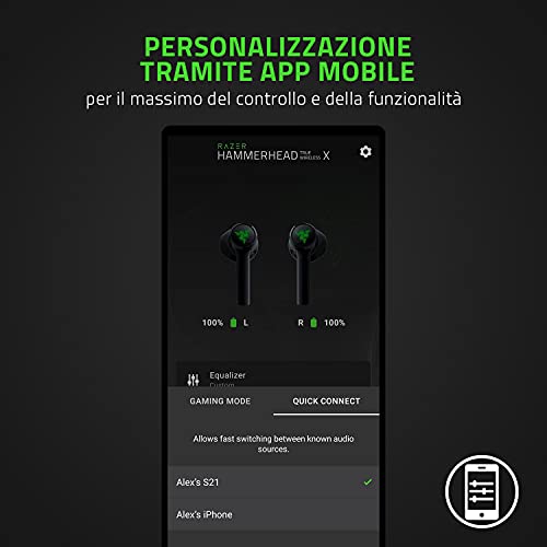 Hammerhead True Wireless X - Auricolari wireless a bassa latenz - Modalità Gaming a bassa latenza a 60 ms - Driver da 13 mm con calibrazione personalizzat | Nero - Cuffia gaming - Immagine 4