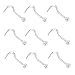 Joybeauty Stainless Steel Clear White Rhinestone Bar Curved Nose Studs Rings Body Piercing Jewelry Pack of 18 Pcs