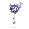 ANDGING Nurse Life Badge Reel Holder, Navy Blue Heart Badge Reels Retractable for Nurses, Cute Funny Badge Clip RN LVN LPN CNA Nursing Student Medical Gift, ID Card Badge with Alligator Clip