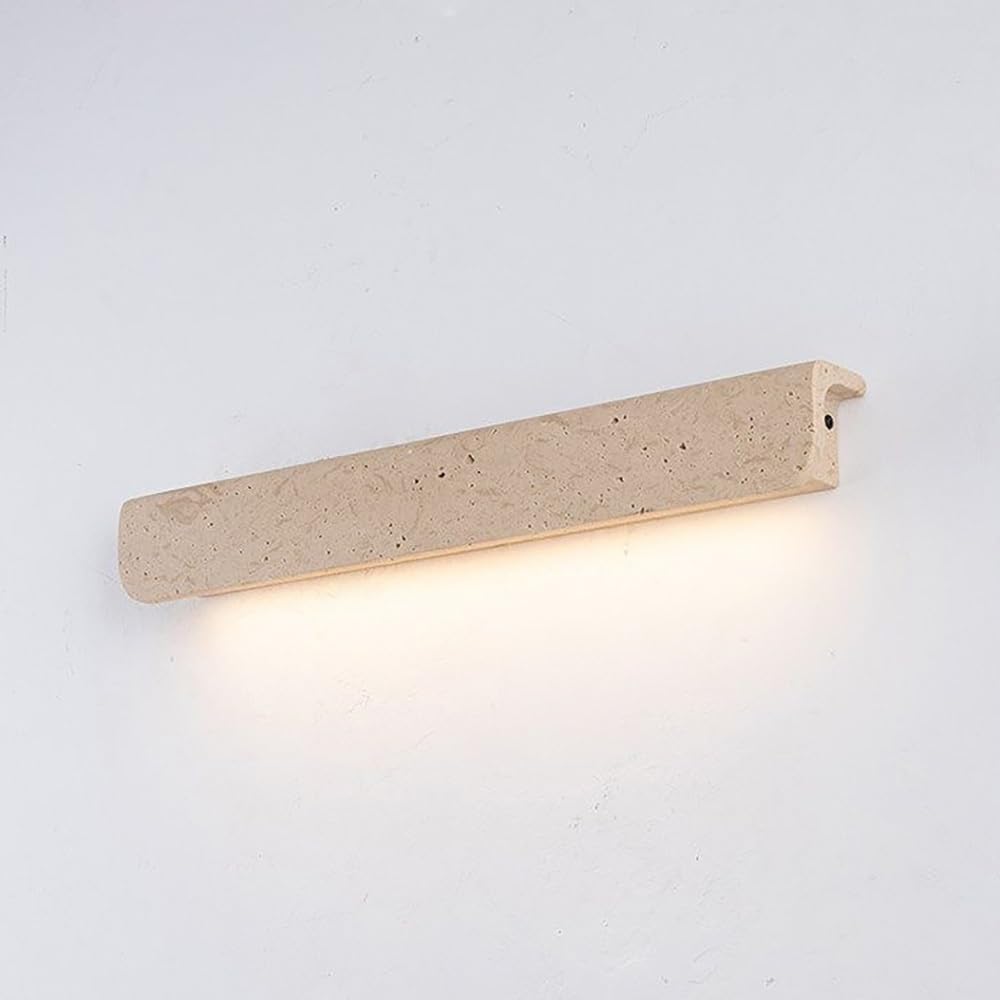 COSRUB Minimalist Long Strip Wall Lights, Yellow Travertine LED Wall Sconce Japanese Farmhouse Linear Wall Lamp Fixtures for Hallway Stairs Bedroom Bedside(42cm/16.53in)