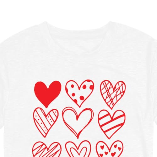 Image of Valentines Shirts for Women Valentine Love Heart Printed Graphic Tshirt Cute Girls Casual Top