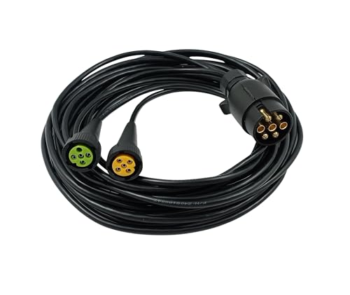 Generisch Câble de remorque, 7 broches, 3,5 m, avec connexion à baïonnette, jeu de câbles, pré-câblé, pour remorque, camion, voiture, noir