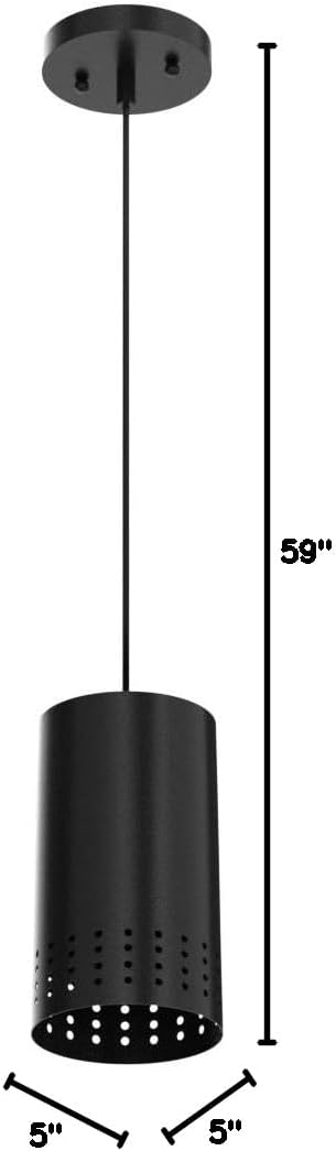 Westinghouse 6356600 Contemporary One-Light Adjustable Perforated Cylindrical Metal Shade, Black Finish Mini Pendant