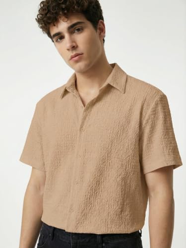 Image of Leriya Fashion Men Poly Blend Fabric | Textured Finish | Collar Neck | Button Closure | Office & Casual Wear | S-3XL