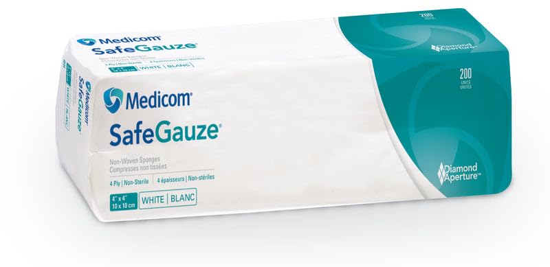 Medicom A7634 SafeGauze Non-Woven Sponges 4" X 4" 2000/Cs