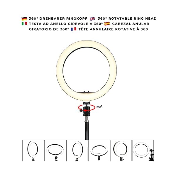 Gelid Solutions LED Ringlicht mit Stativ, Ringleuchte mit Handyhalter, ideal für Selfies, Fotos und Videos – Bild 4