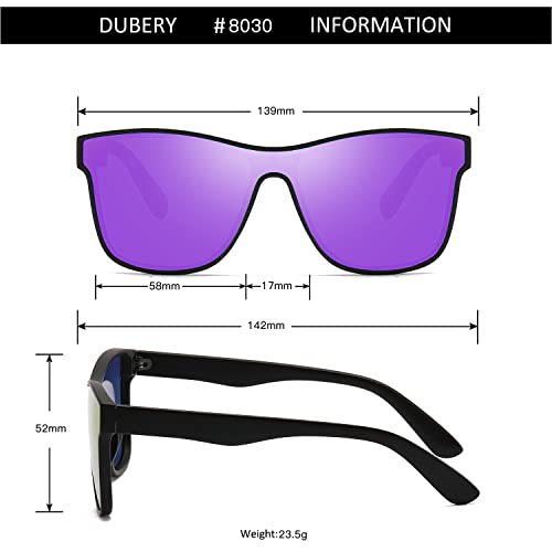 Image of DUBERY Fashion Polarized Sunglasses for Women Men 100% UV Protection Trendy Siamese Lens Shades D8030